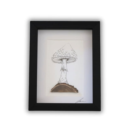 Mushroom Log "Fantastic Fungi" (A5 Black Shadow Box Frame, Vertical) Fly Agaric
