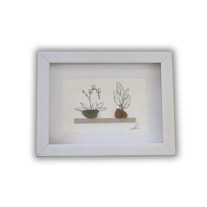 Sea Glass Plant Shelves "There’s No Such Thing As Too Many Plants" (A5 White Shadow Box Frame, Horizontal)
