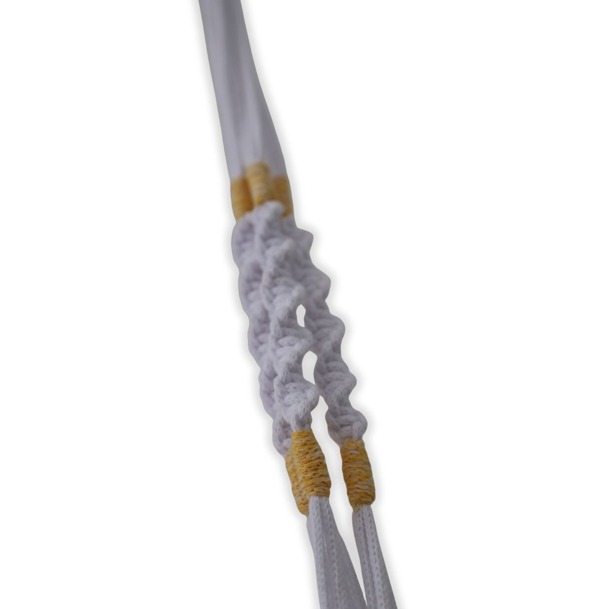 Macramé Plant Hanger "Hang In There" (Hand Knotted) White & Yellow