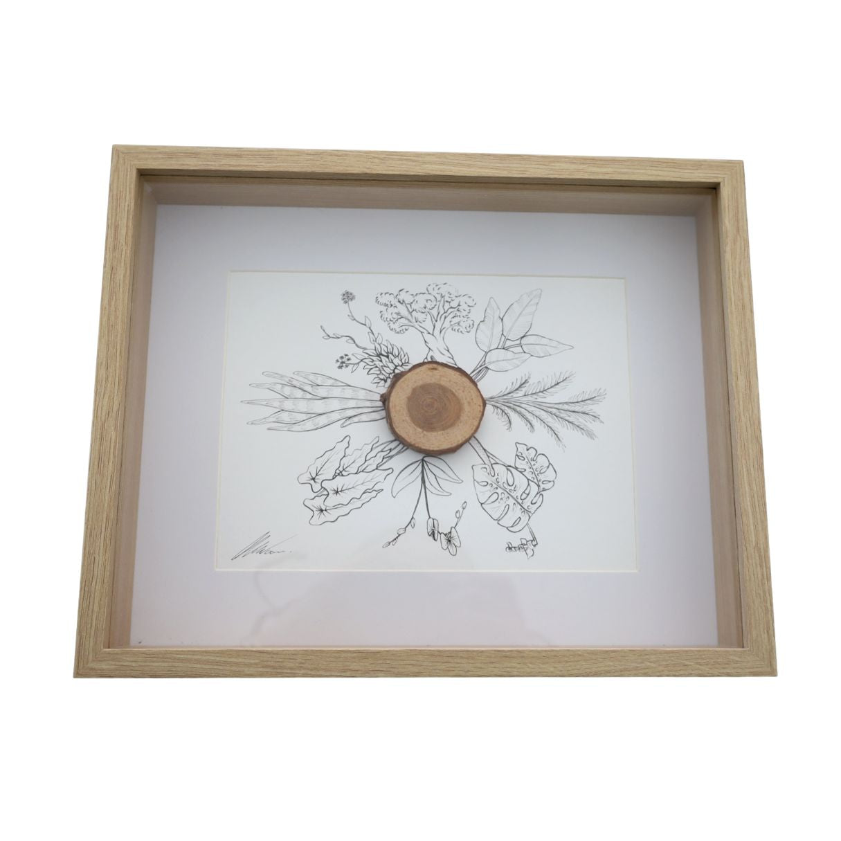 Plant & Bark Burst "There’s No Such Thing As Too Many Plants" (Chunky A4 Tan Shadow Box Frame)