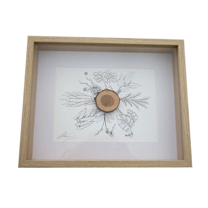 Plant & Bark Burst "There’s No Such Thing As Too Many Plants" (Chunky A4 Tan Shadow Box Frame)