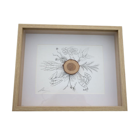 Plant & Bark Burst "There’s No Such Thing As Too Many Plants" (Chunky A4 Tan Shadow Box Frame)