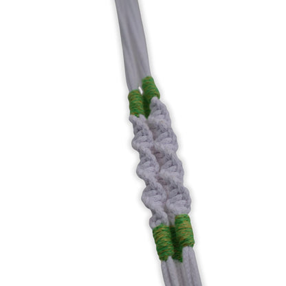 Macramé Plant Hanger "Hang In There" (Hand Knotted) White & Light Green