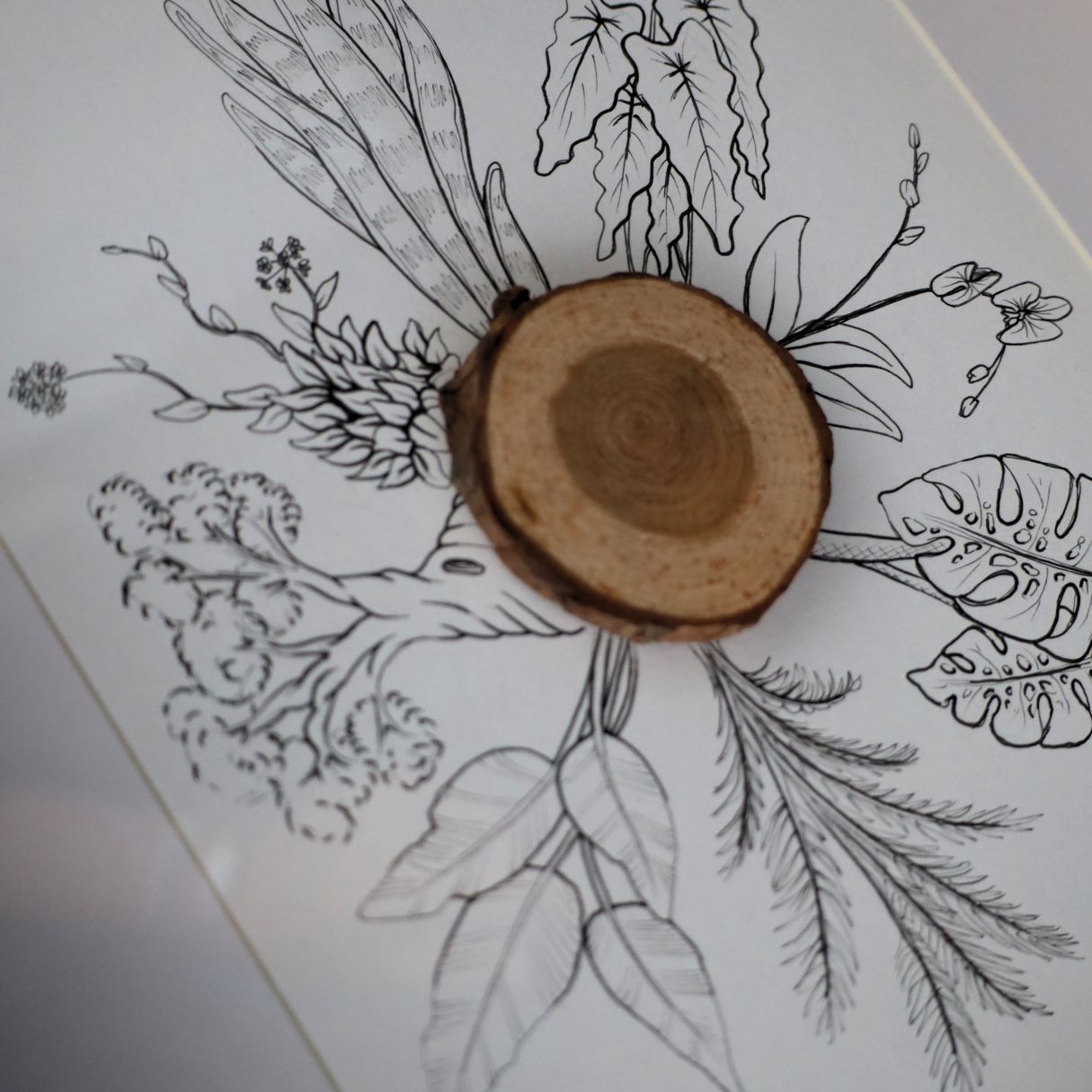 Plant & Bark Burst "There’s No Such Thing As Too Many Plants" (Chunky A4 Tan Shadow Box Frame)