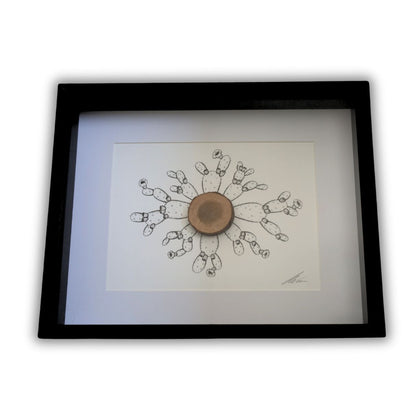 Blooming Prickly Pear & Bark Burst "Dont Be A Prick" (Chunky A4 Black Shadow Box Frame)