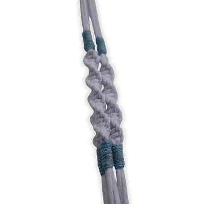 Macramé Plant Hanger "Hang In There" (Hand Knotted) White & Blue